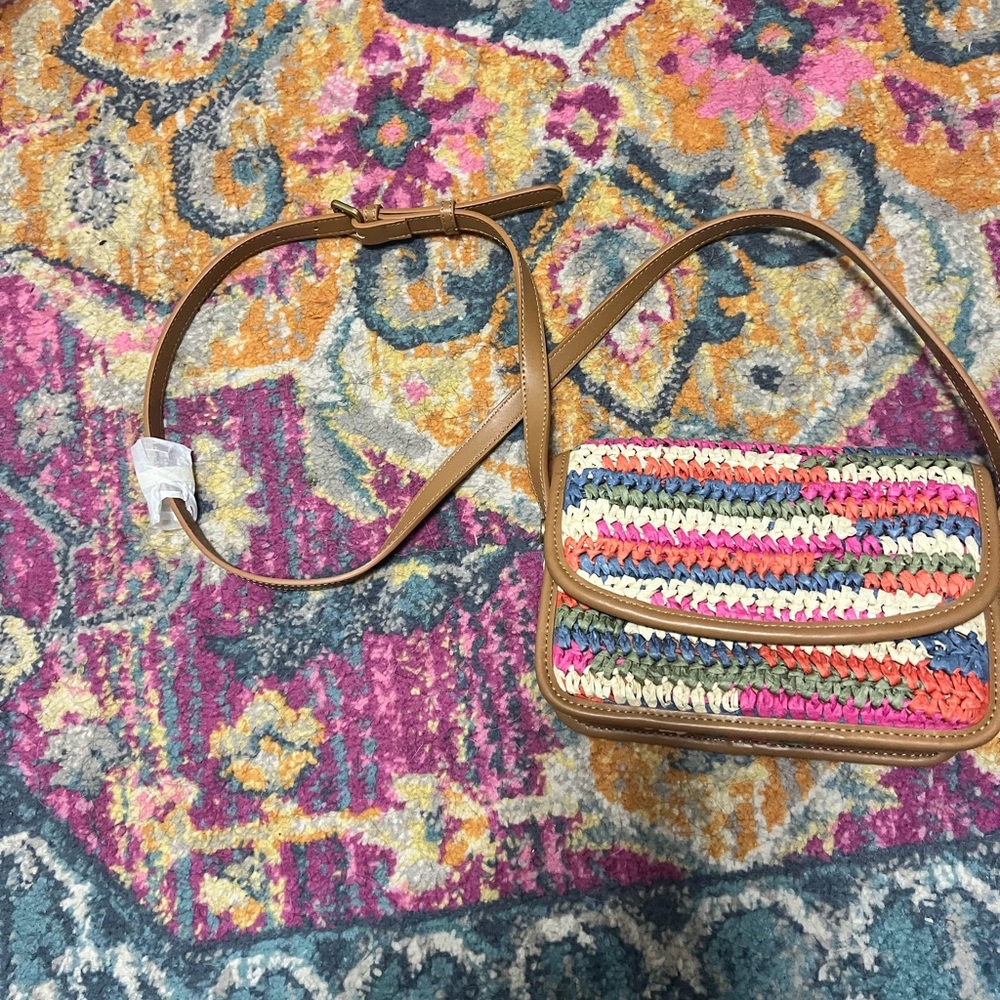 New Boden crossbody straw crochet bag
